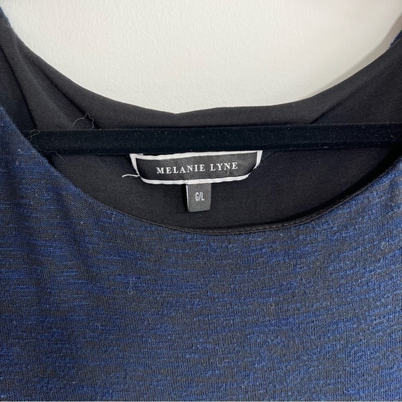 MELANIE LYNE | Asymmetrical Hem Dark Blue Heathered Layered Long Sleeve - Picture 2 of 3